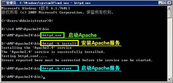 启动运行Apache 2.4服务器